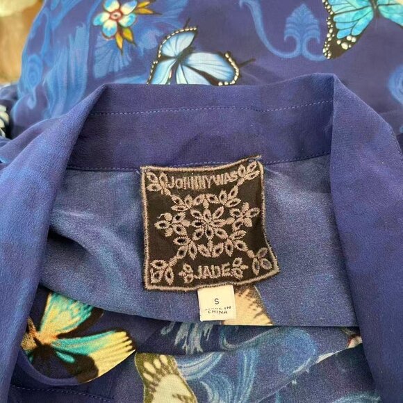 $310 NWOT Johnny Was Marina Butterfly Button Down Long Sleeves Silk Blouse Sz S - Picture 9 of 13
